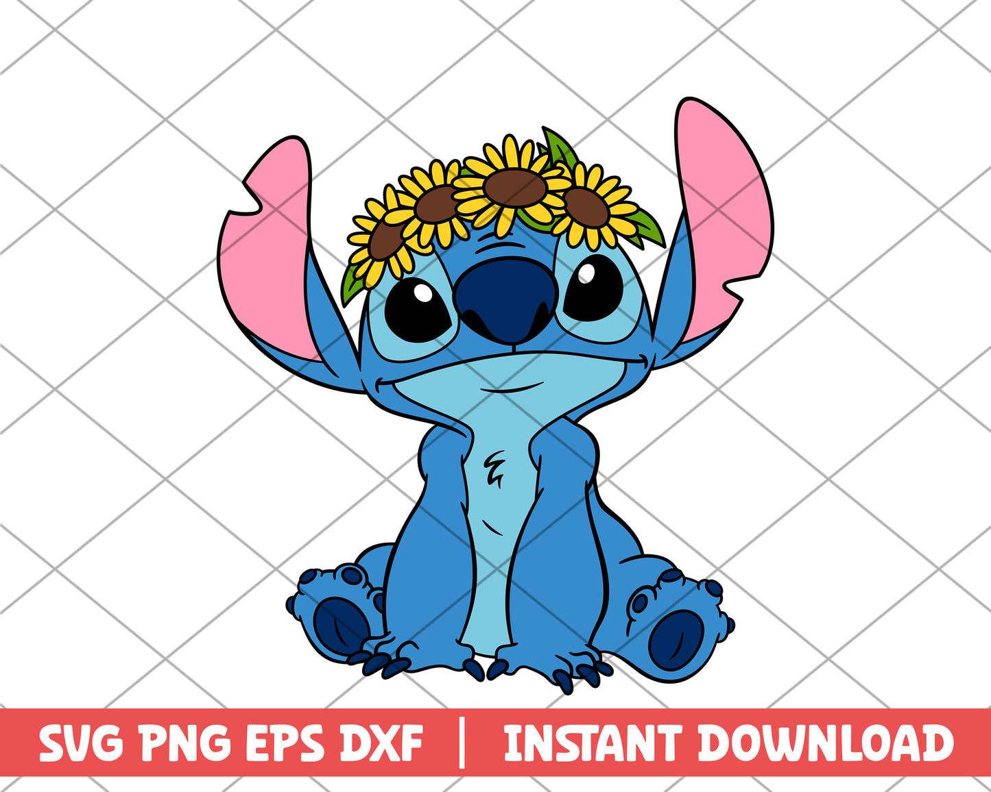 Stitch sunflower cartoon svg
