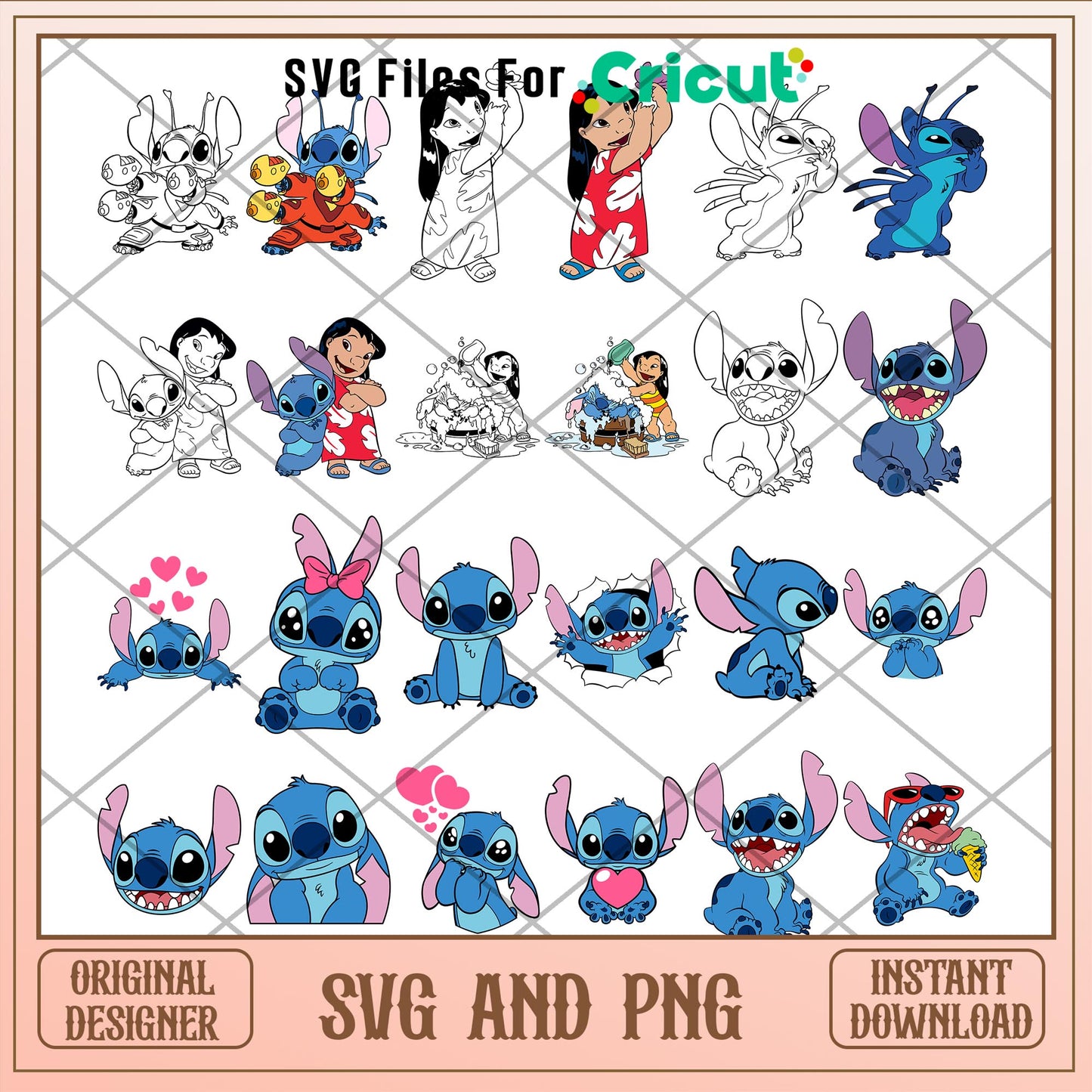 Stitch Disney cartoon character svg bundle