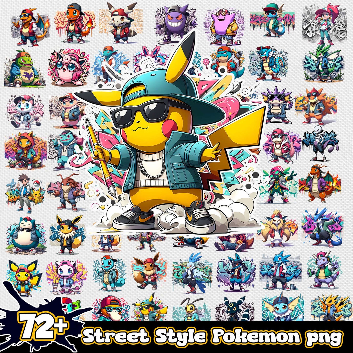 Street style pokemon best bundle png, pokemon design png
