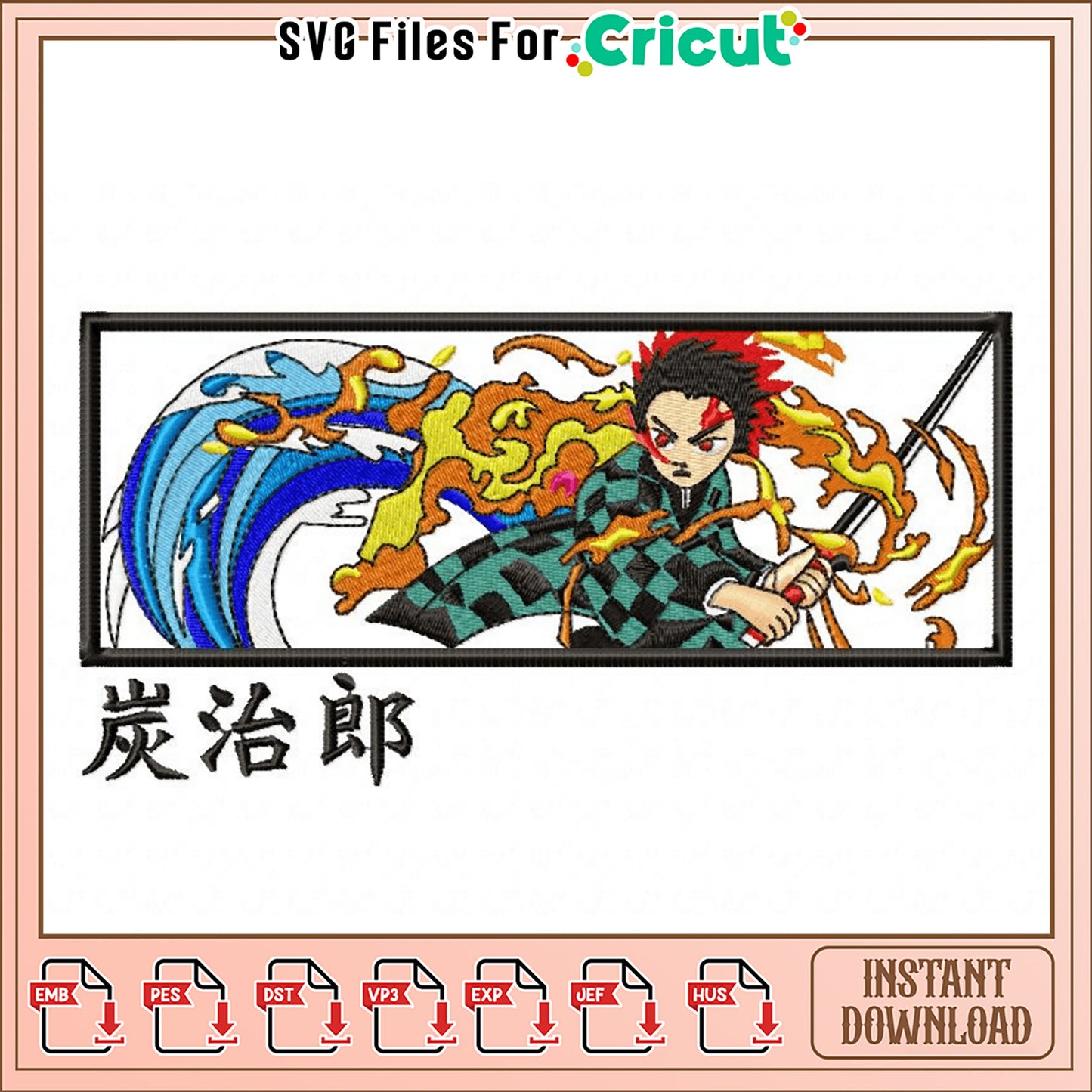 Stylish Anime Embroidery Design for Instant Download