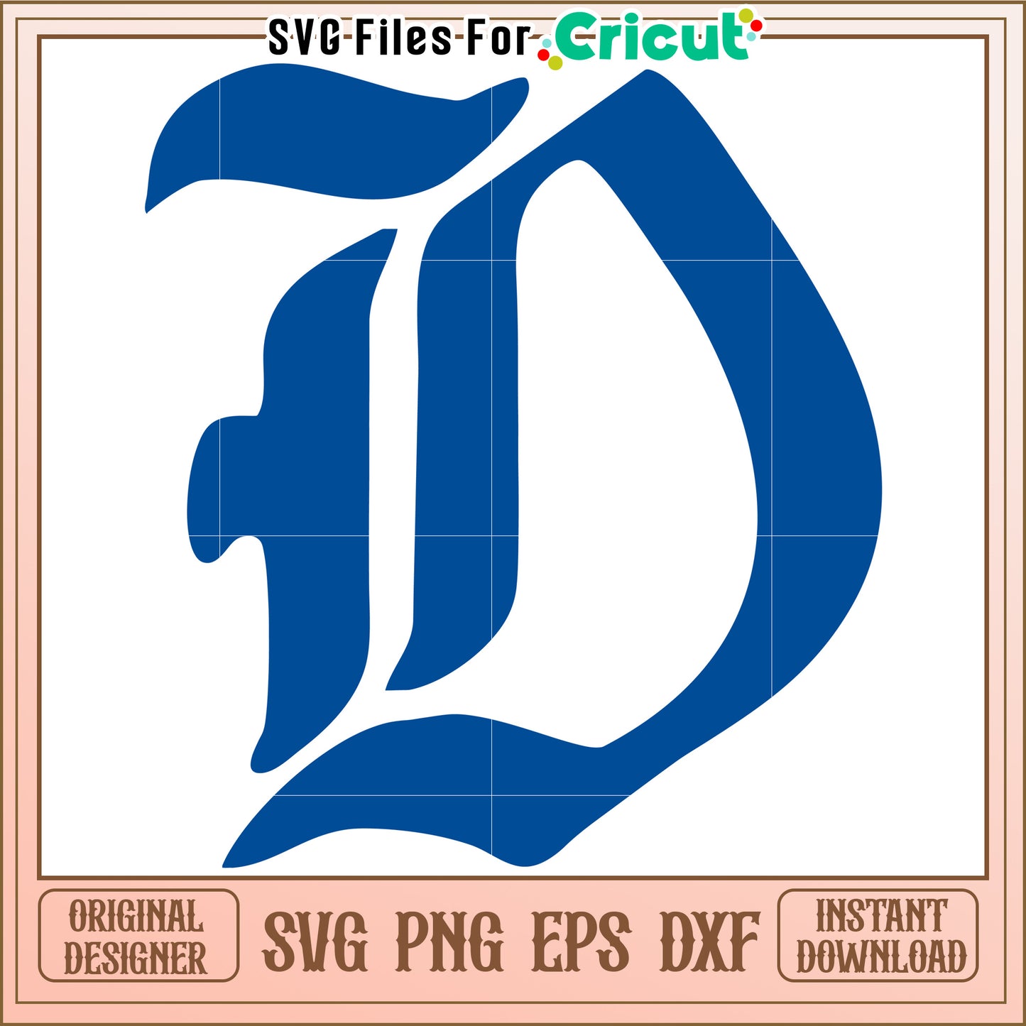 Stylish D Monogram SVG File for Cricut Projects, Instant Download Available