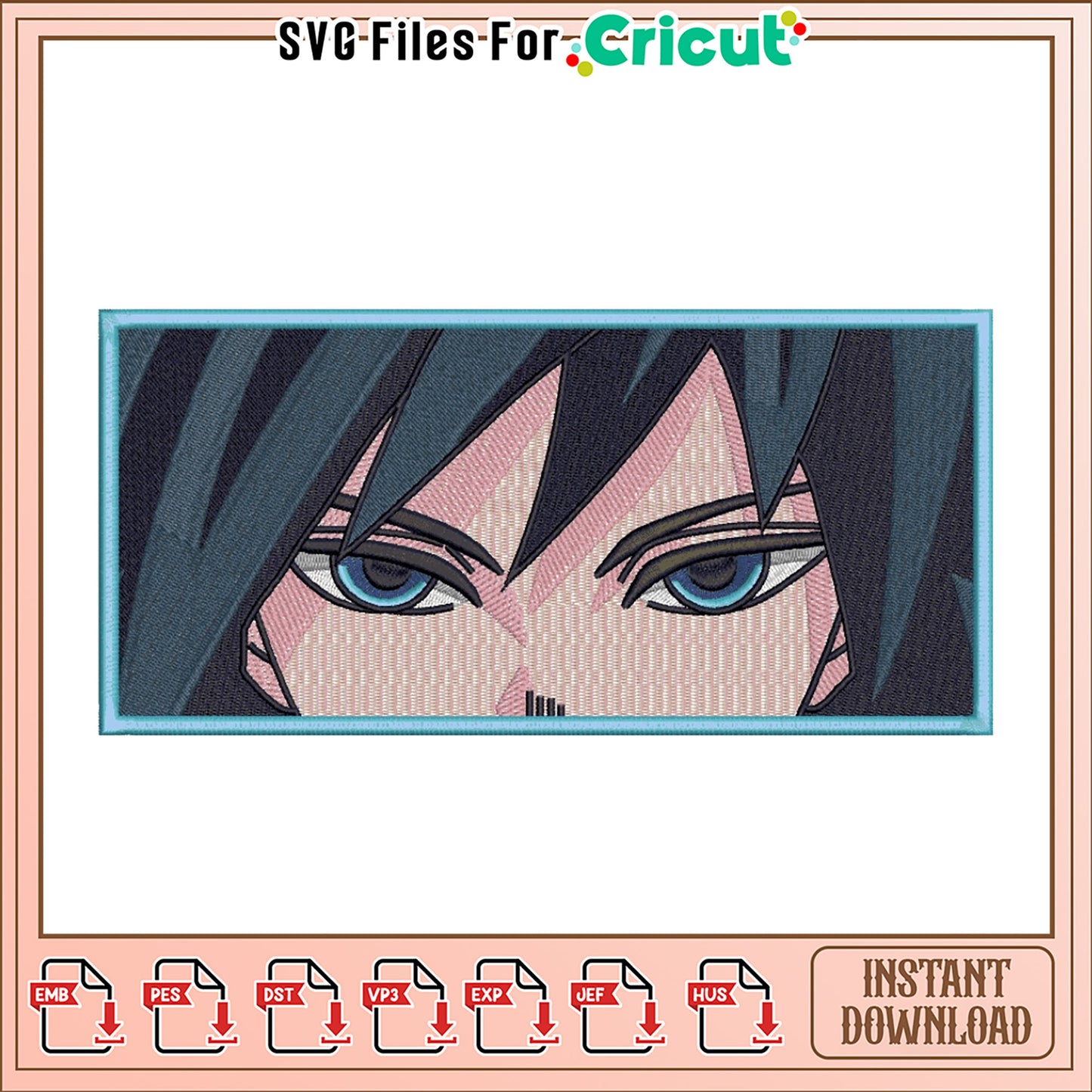 Stylish Embroidery Design of Anime Character Eyes