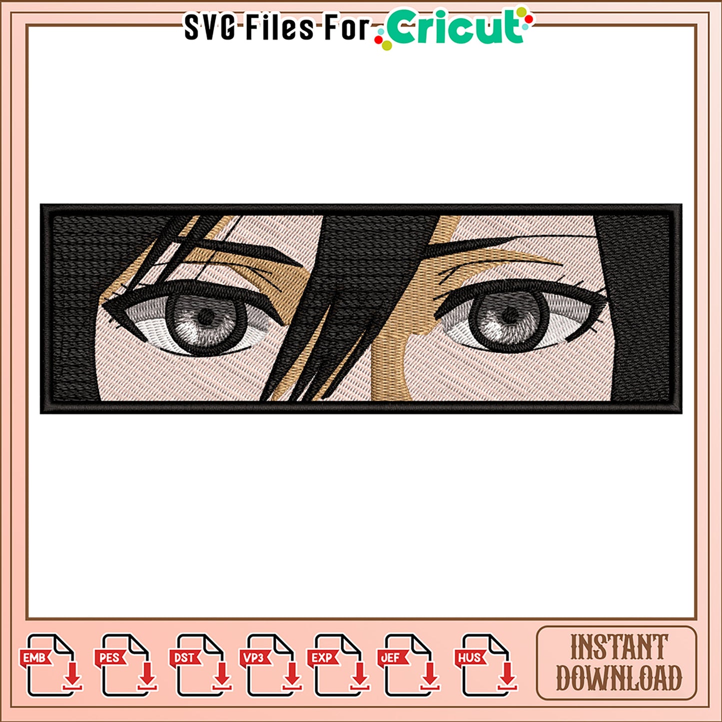 Stylish Embroidery Design of Beautiful Eyes Art