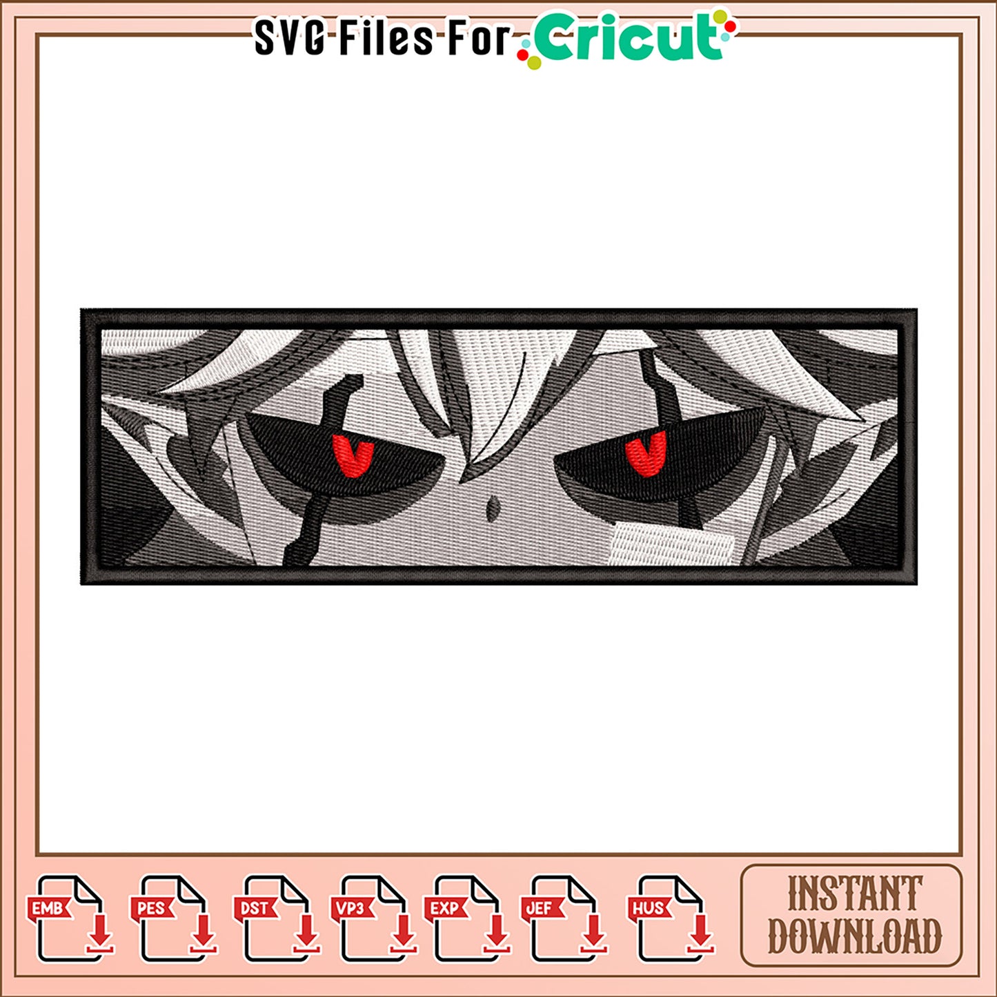 Stylish Embroidery Design of Intense Eyes for Crafts