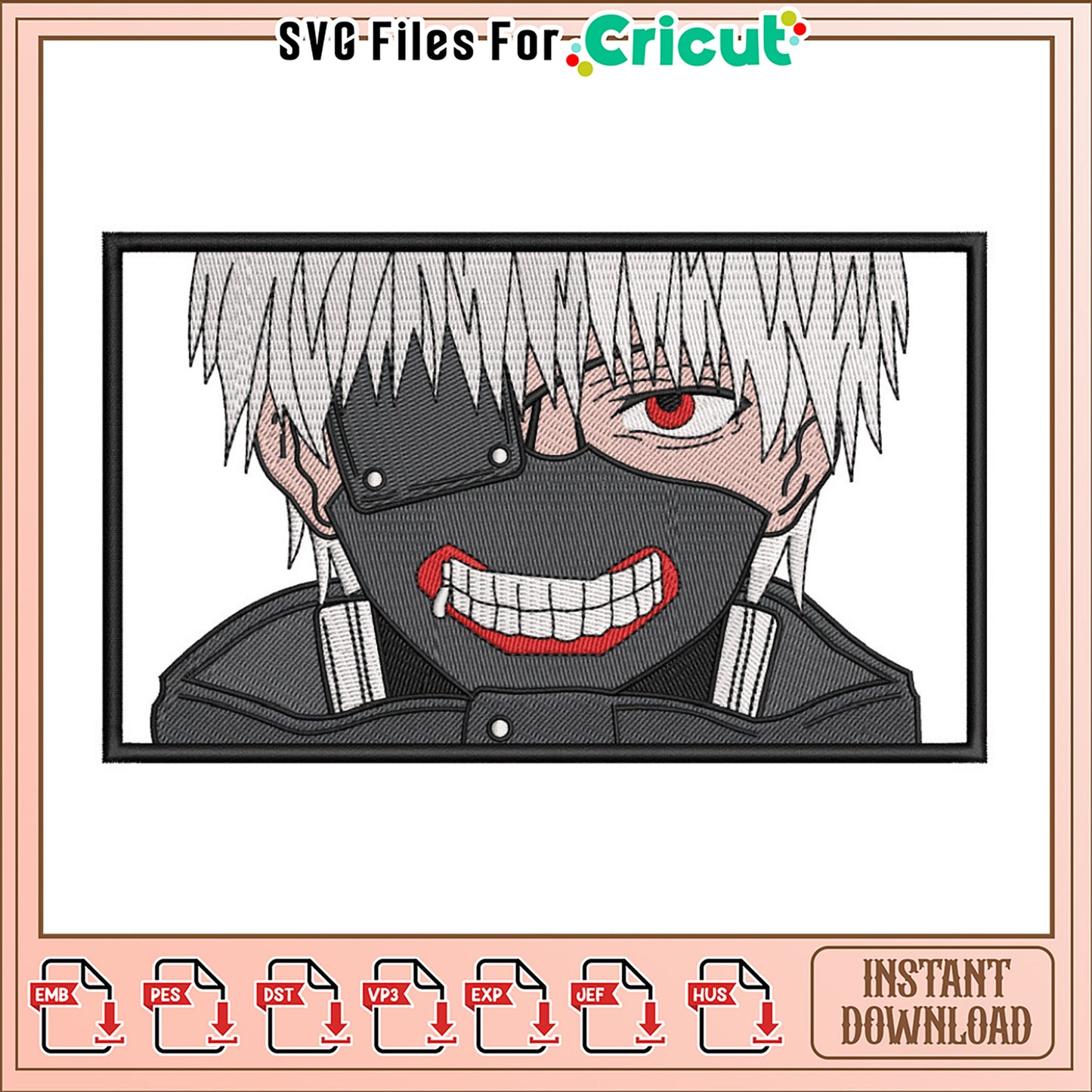 Stylish Embroidery Design of Masked Character Art
