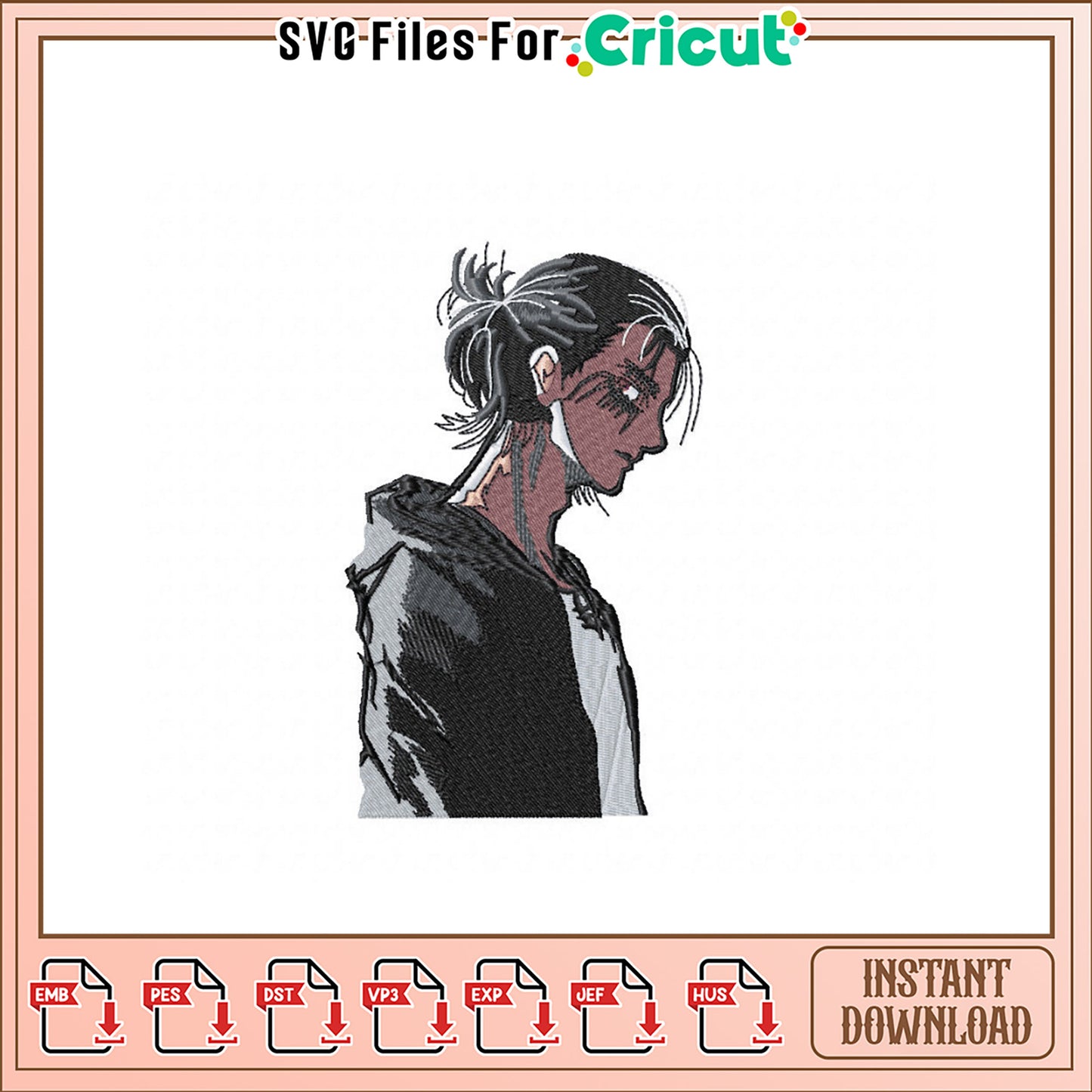 Stylish Embroidery Design of a Modern Character Profile