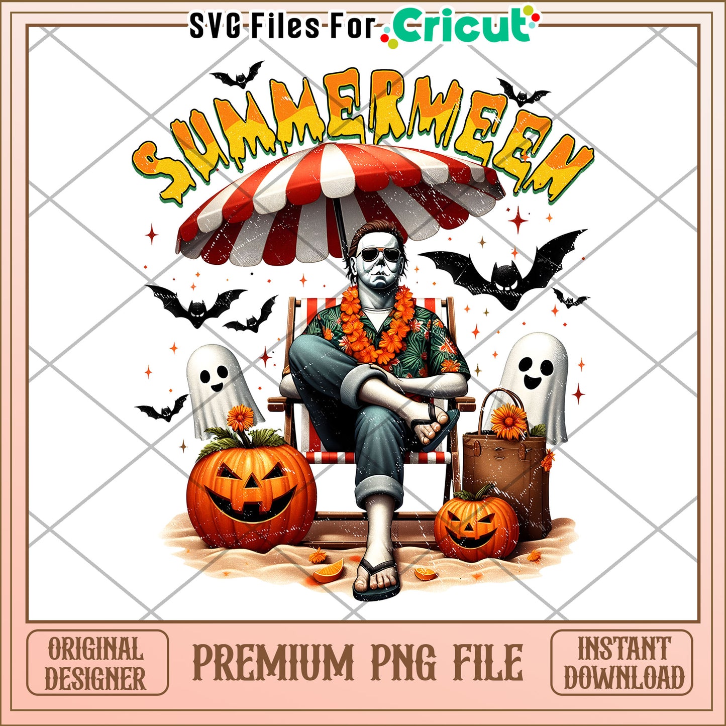 Summerween michael myers png, happy halloween png, spooky quotes png