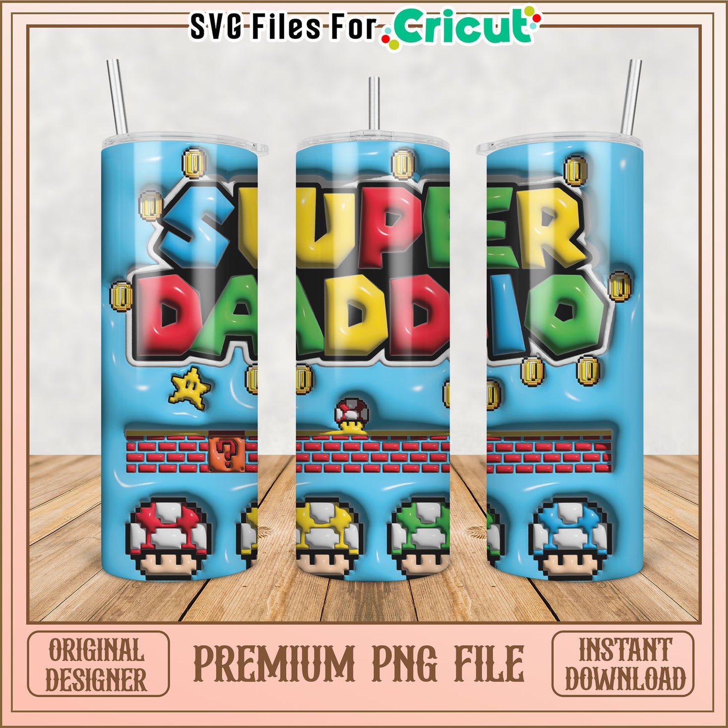Super Dad Tumbler PNG Sublimation Design