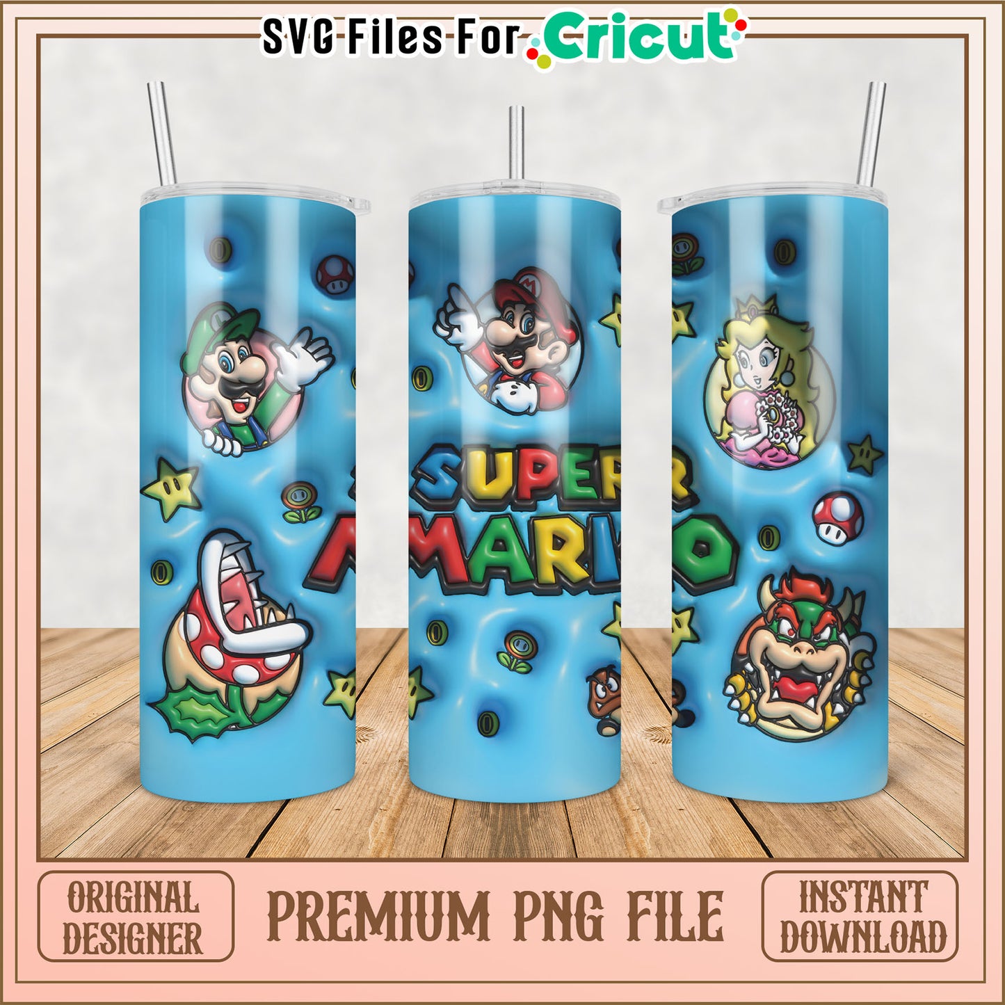 Super Mario PNG Tumbler Design