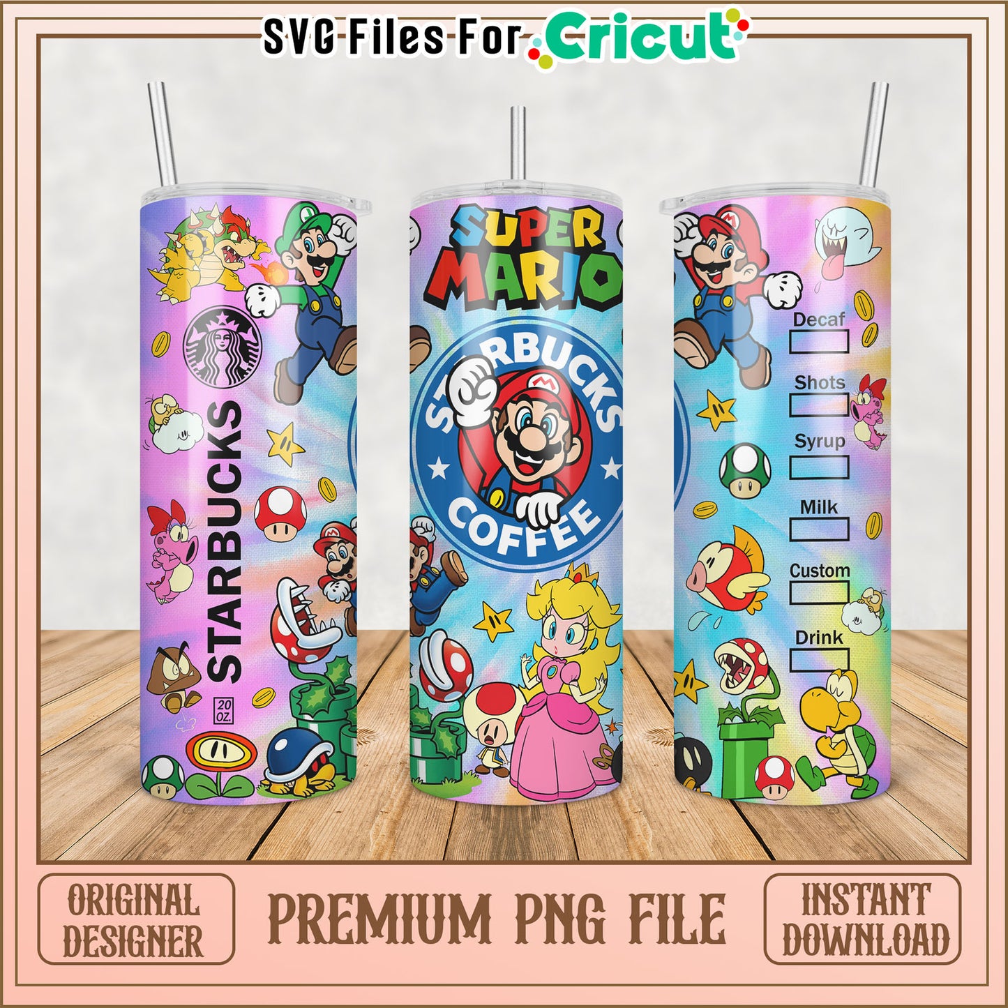 Super Mario Starbucks Tumbler PNG