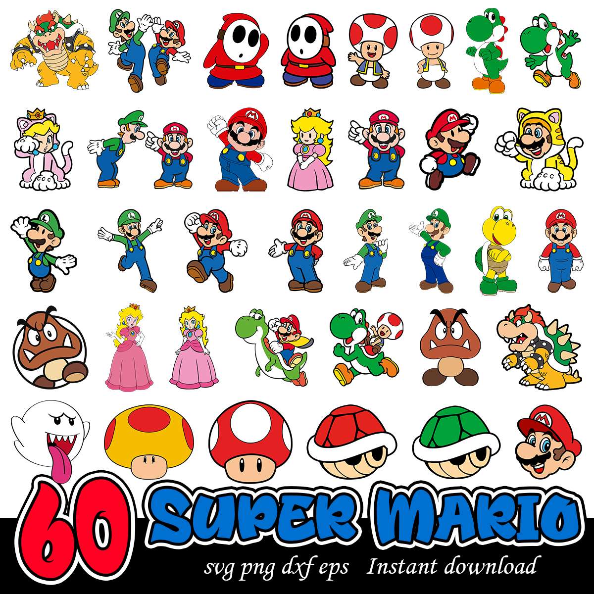 Super Mario characters svg bundle, Super Mario video games bundle