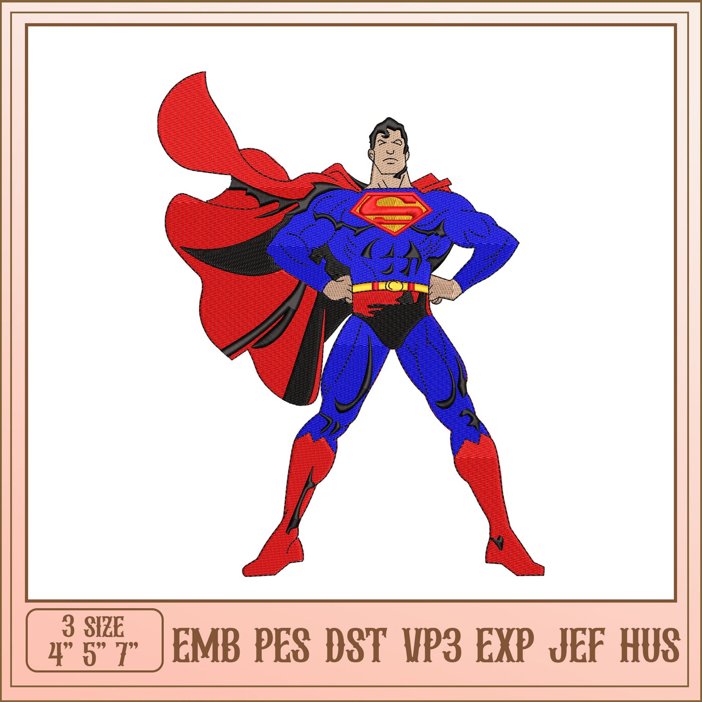 Superman Embroidery Design 3 Sizes EMB PES DST