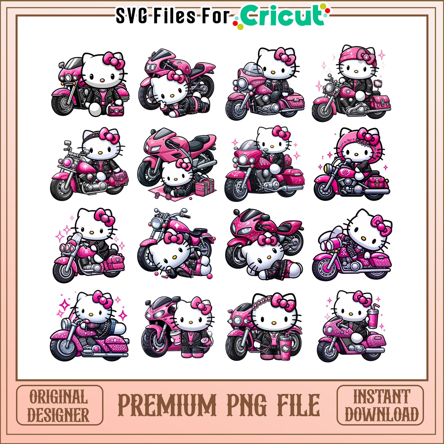 Hello kitty blink pink motorbike bundle png, hello kitty motorbike png