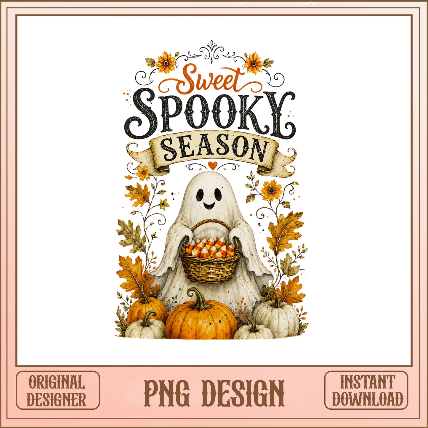 Sweet Spooky Season PNG, Halloween Ghost Pumpkin PNG, Fall PNG
