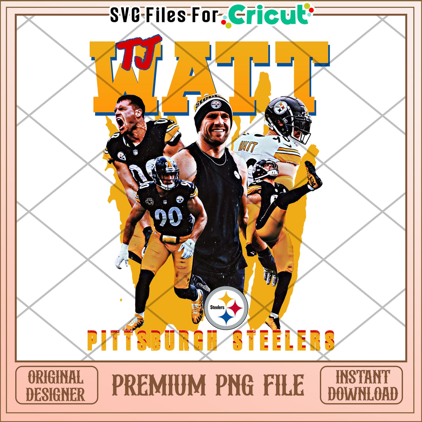 TJ Watt PNG Design for Cricut, perfect for Pittsburgh Steelers fans