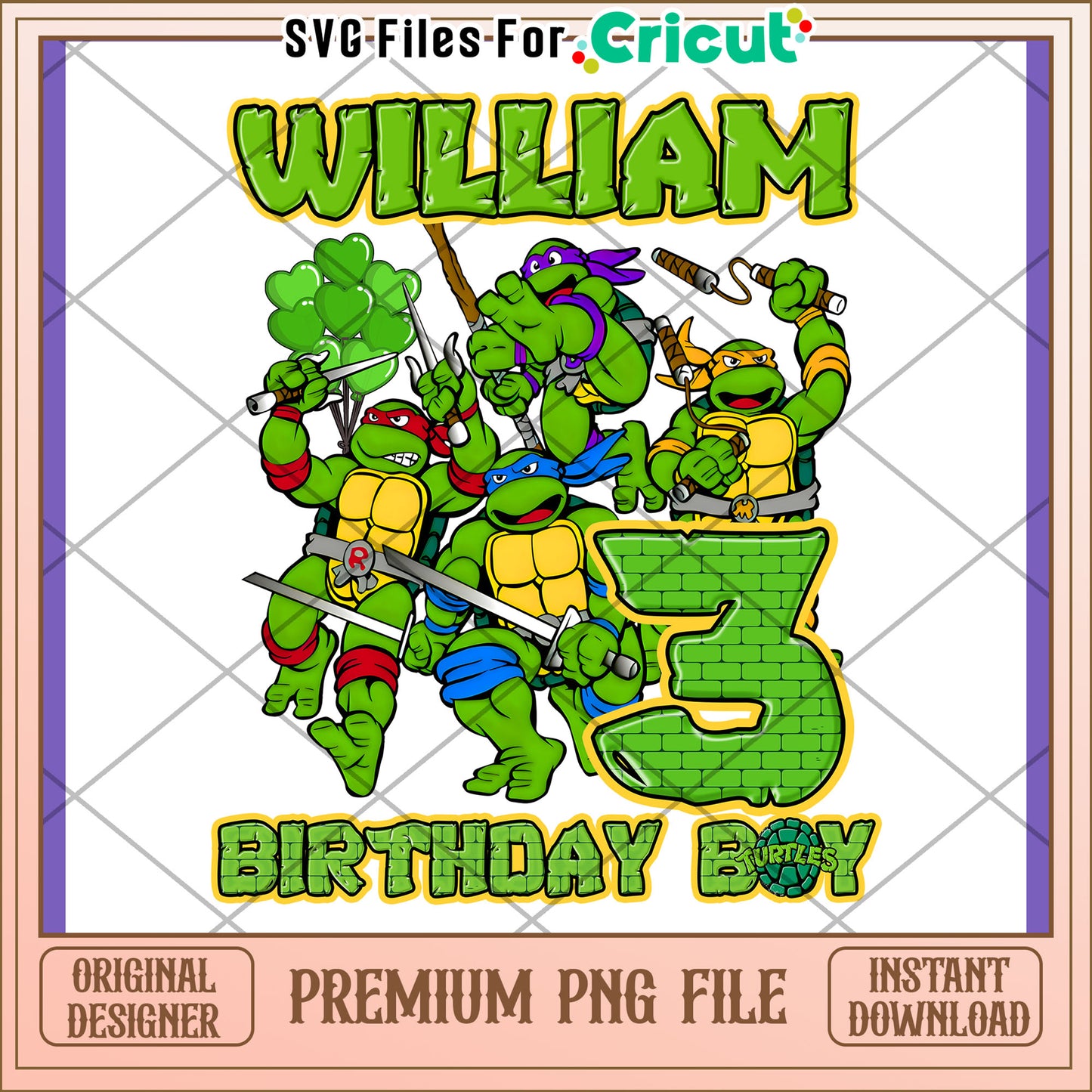 TMNT Birthday Boy Design for William PNG File
