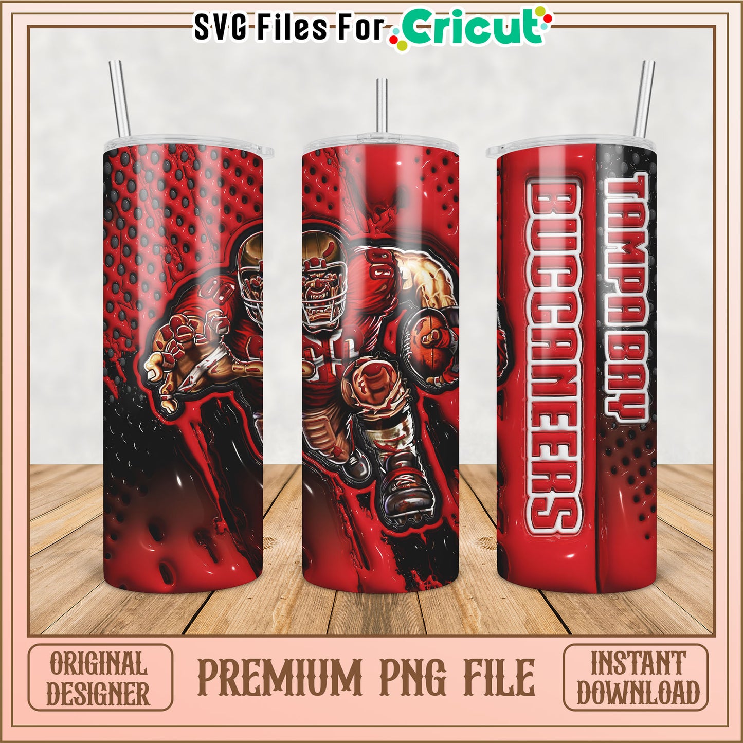 Tampa Bay Buccaneers Tumbler PNG File for Cricut Crafting Designs