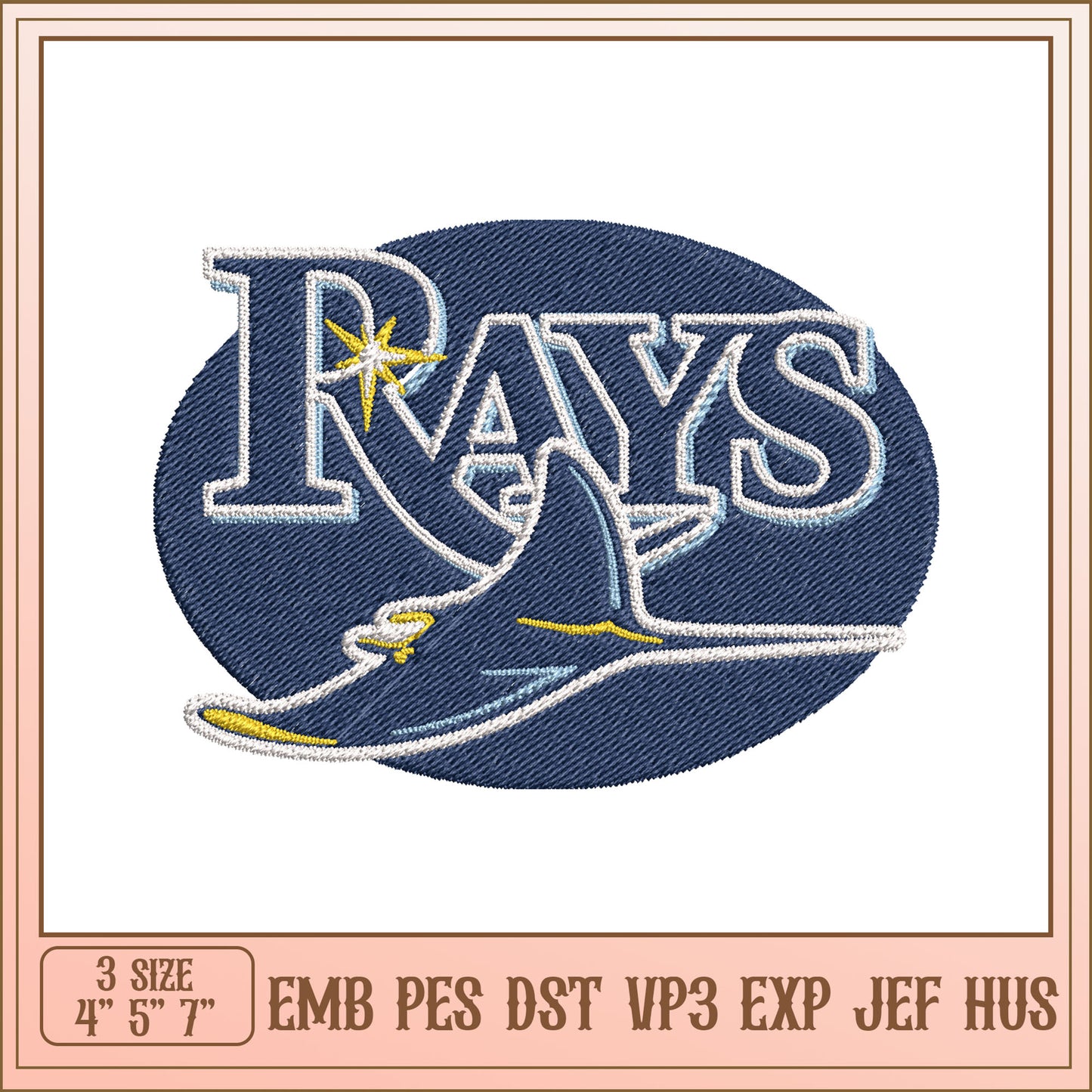 Tampa Bay Rays Embroidery Design