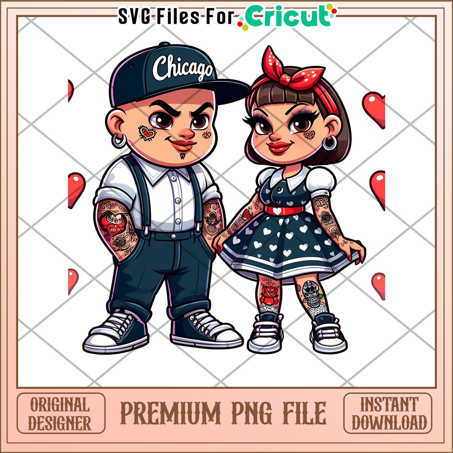 Tattooed Couple PNG File for Cricut Kids Art Design