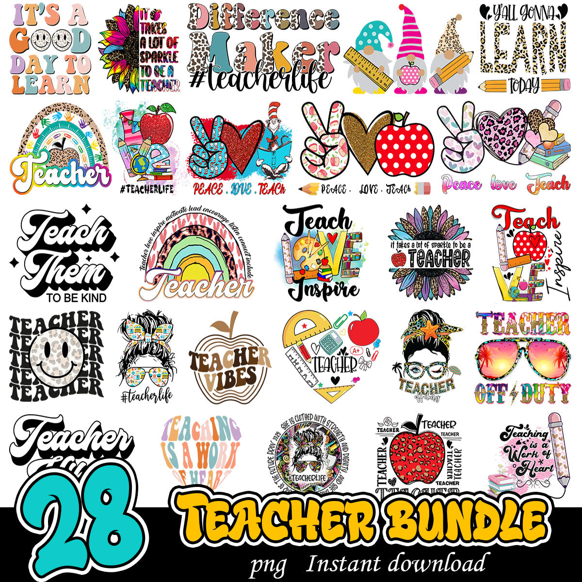 Teacher Bundle png, Teacher vibes png bundle