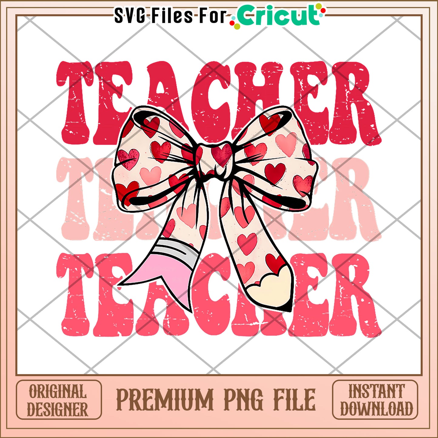 Teacher heart bowtie png, cute stationery design png, back to school items png