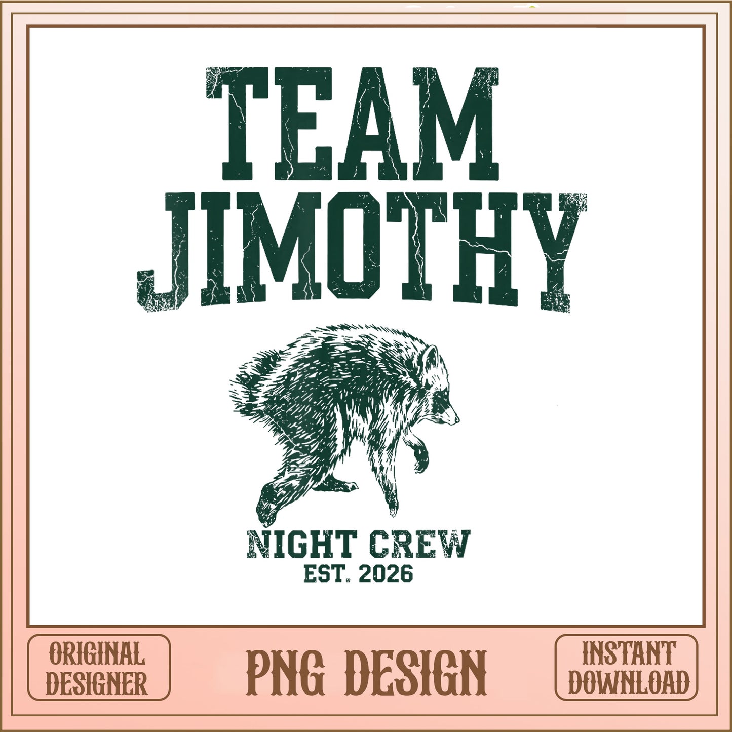 Team Jimothy Night Crew Raccoon PNG, Funny Raccoon PNG, Vintage PNG