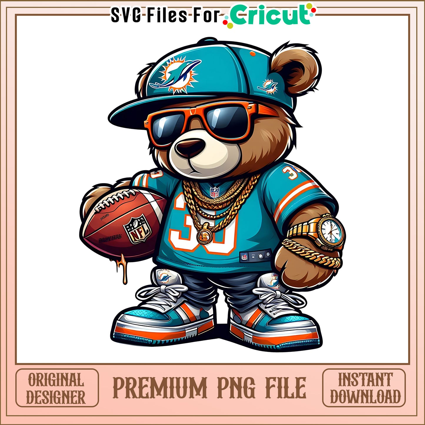 Teddy bear nfl team Dolphins png, Miami Dolphins png, NFL png