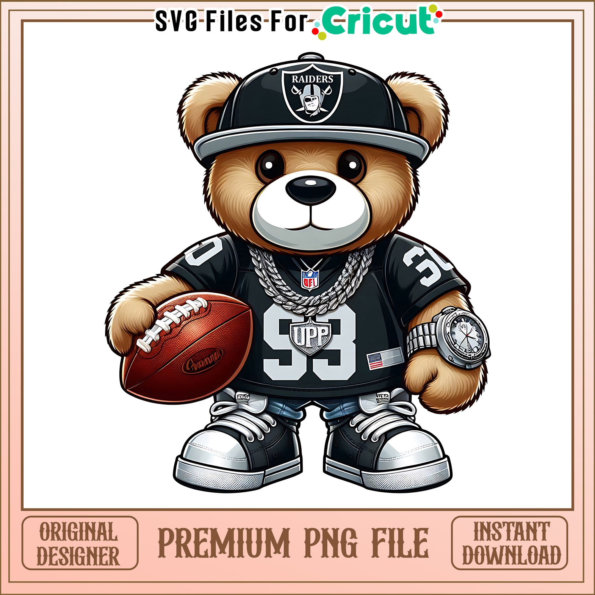 Teddy bear nfl team Raiders png Las Vegas Raiders png NFL png svg files for cricut