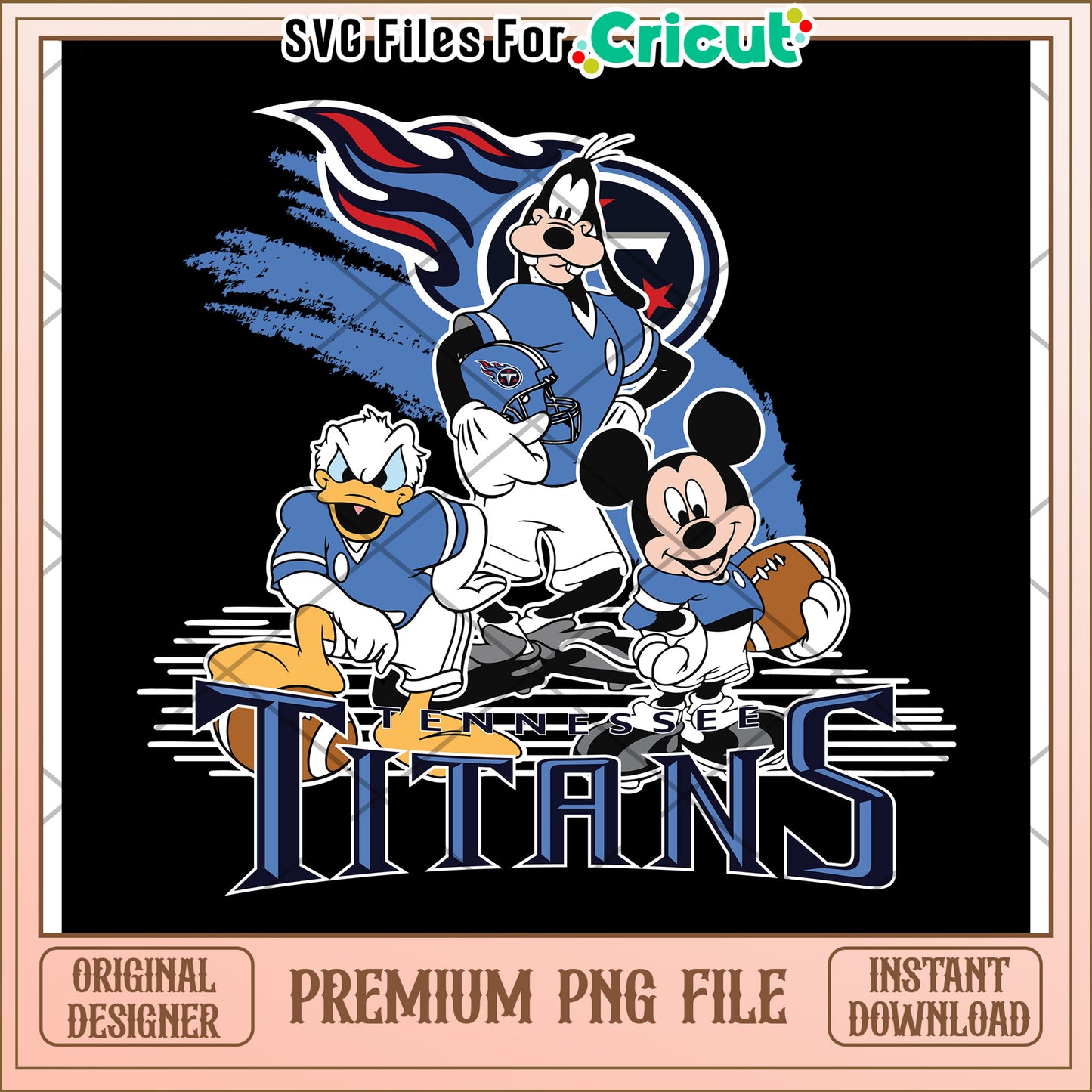 Tennessee Titans Disney Characters PNG Design, Instant Download File