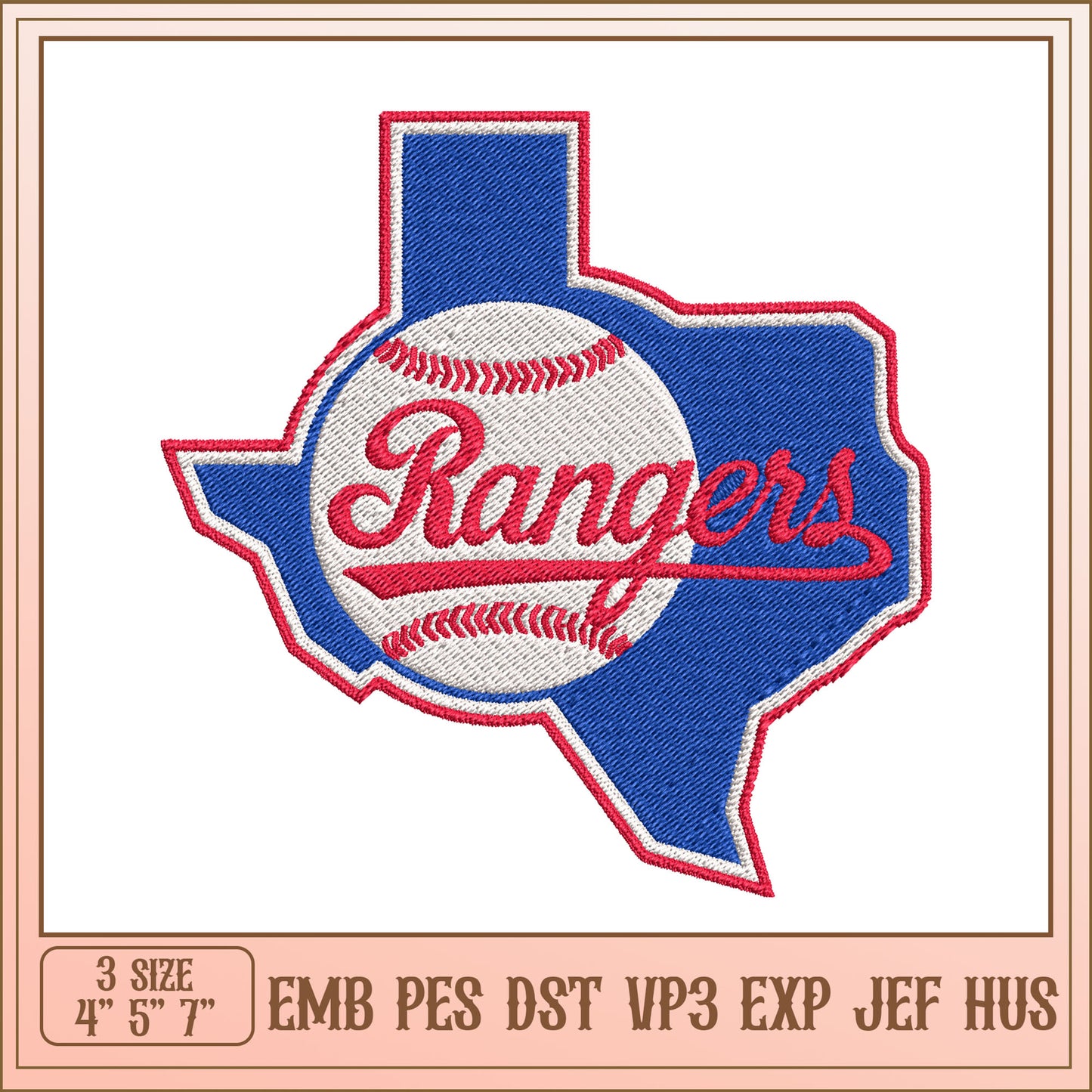 Texas Rangers Baseball Embroidery Design