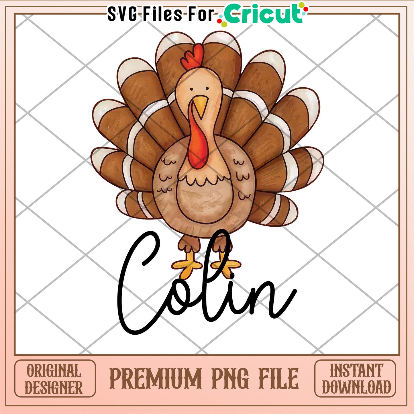 Thanksgiving Turkey PNG Personalized Name