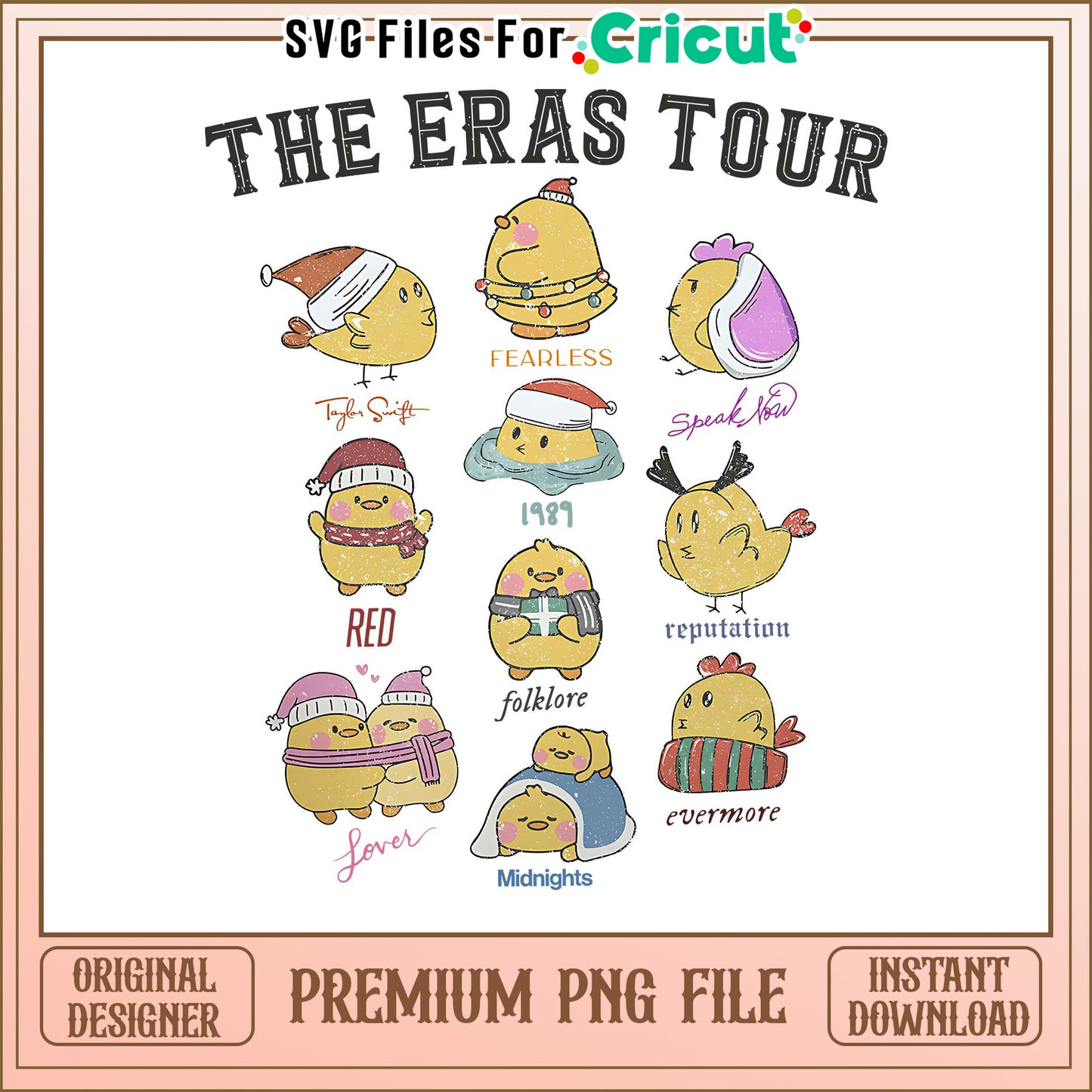 The Eras Tour PNG File for Cricut, Cute Cartoon Characters Design