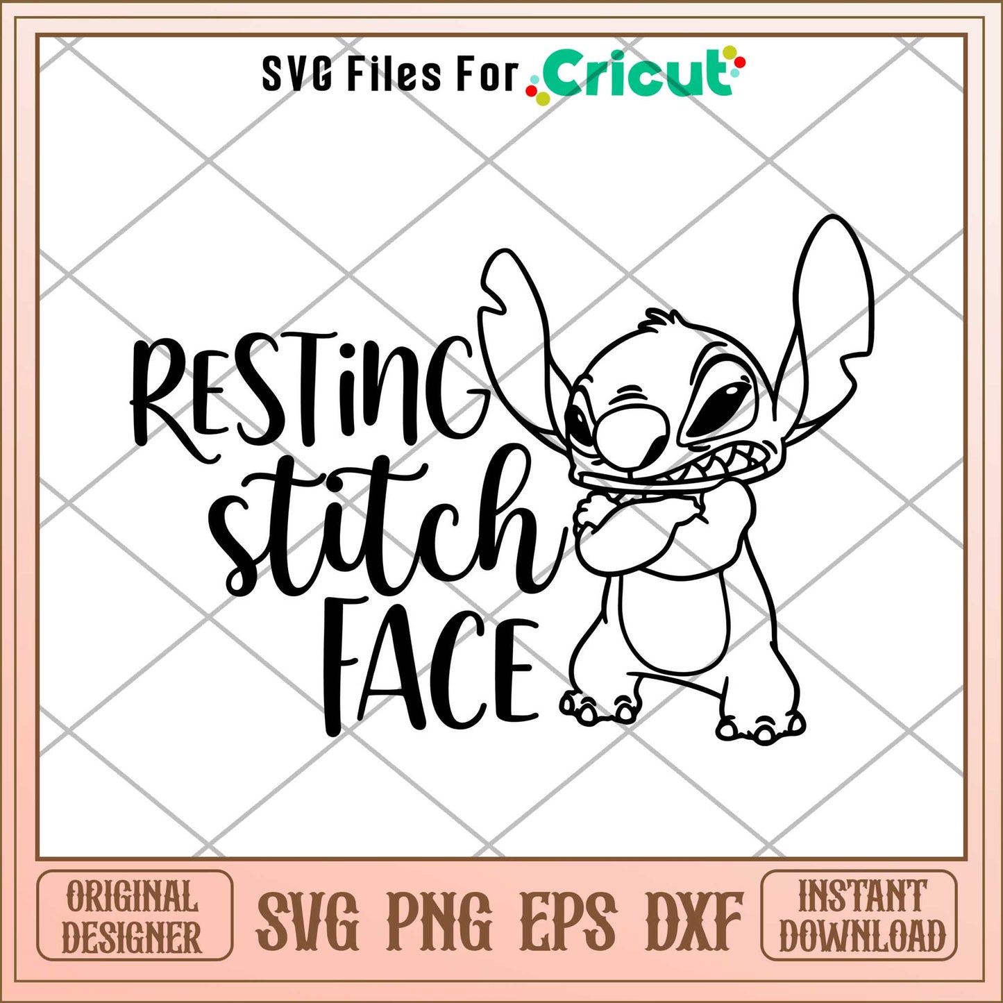 The Resting Stitch Face svg, Disney characters svg, digital dowload