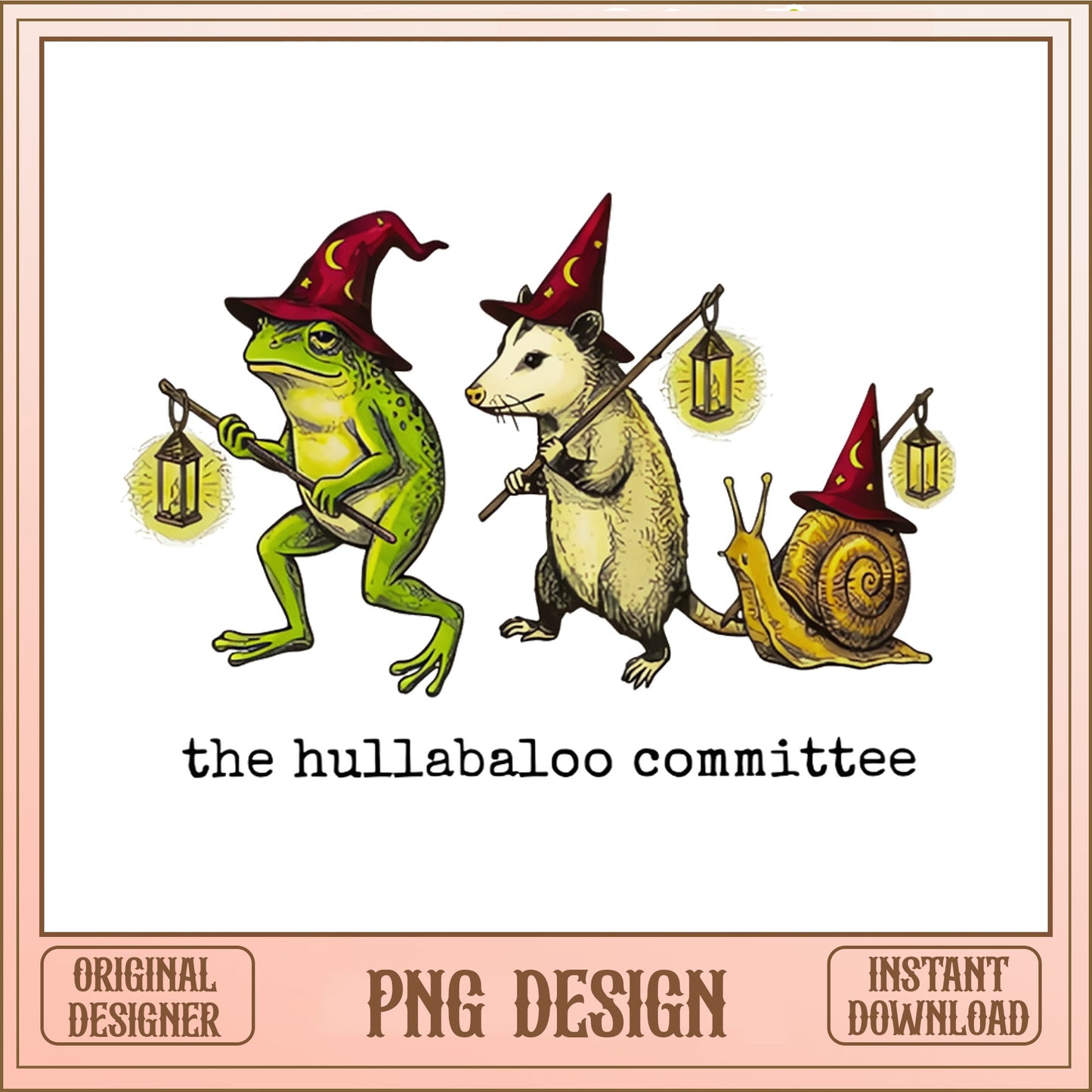 The Hullabaloo Committee PNG, Frog Opossum Snail Witch PNG, Halloween PNG