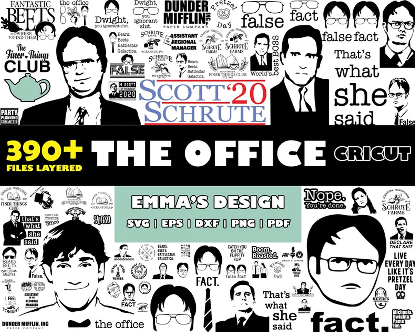 The office black white bundle svg, the office characters svg