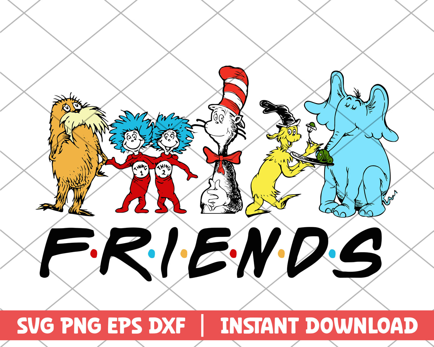 The cat in the hat and friends svg