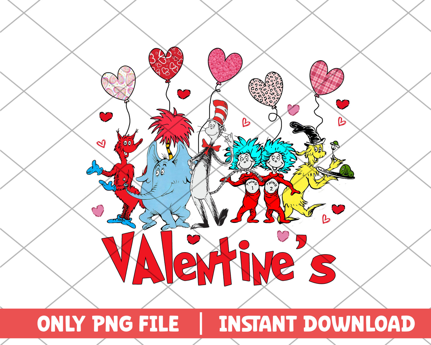 The cat in the hat and friends valentine png
