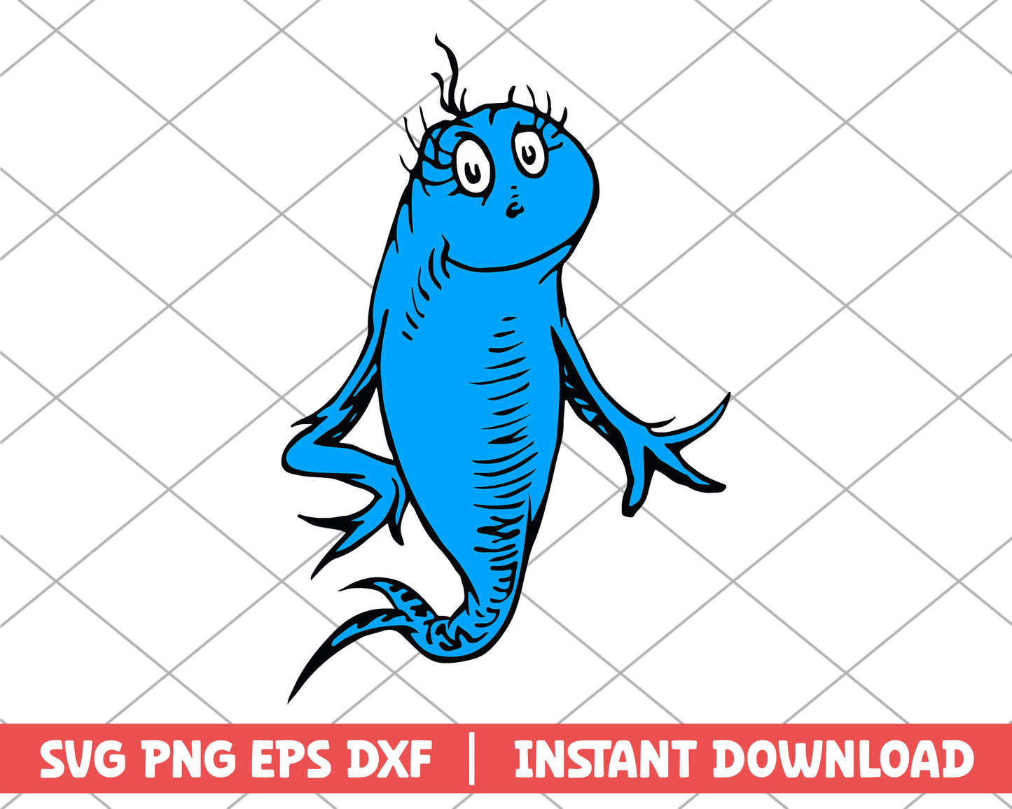 The cat in the hat blue fish svg