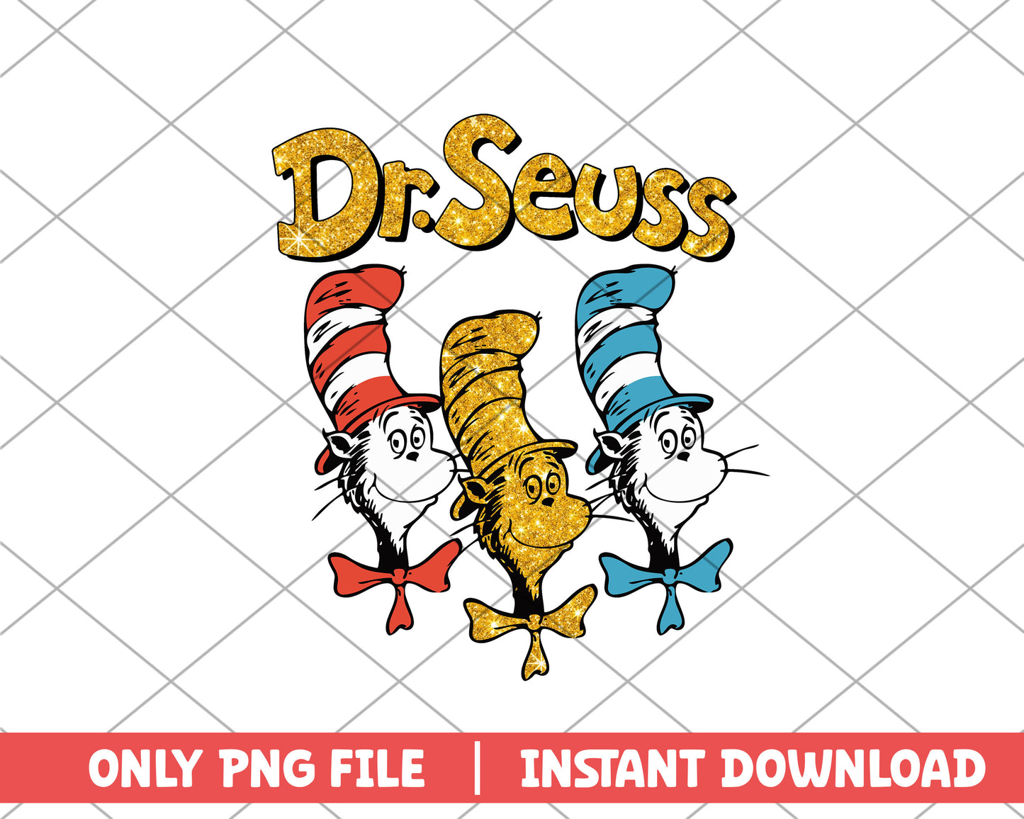 The cat in the hat gold png