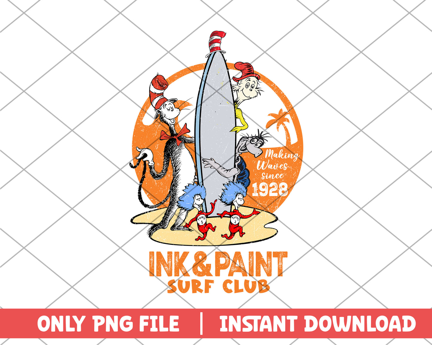 The cat in the hat ink and paint sulf club png