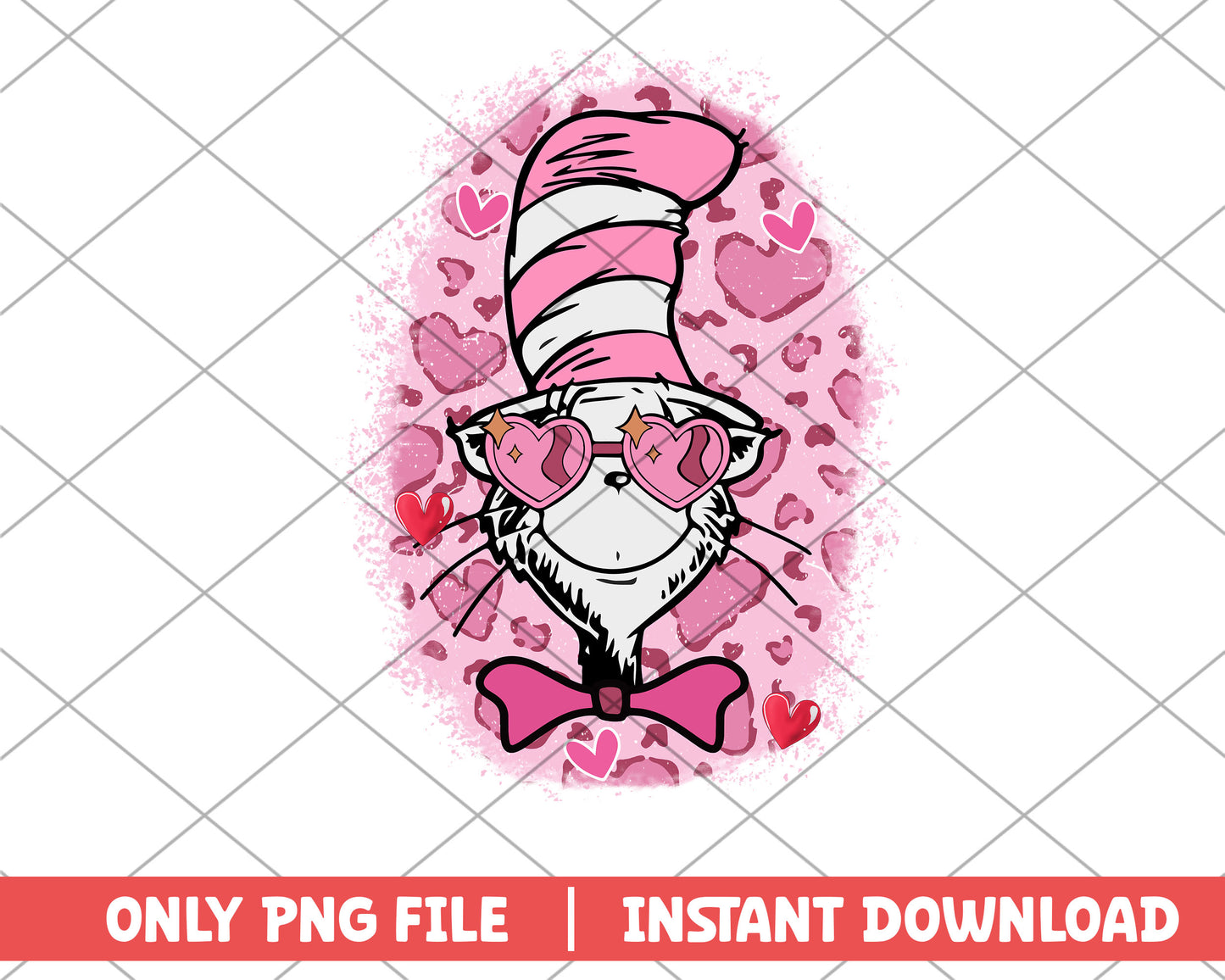 The cat in the hat pink png