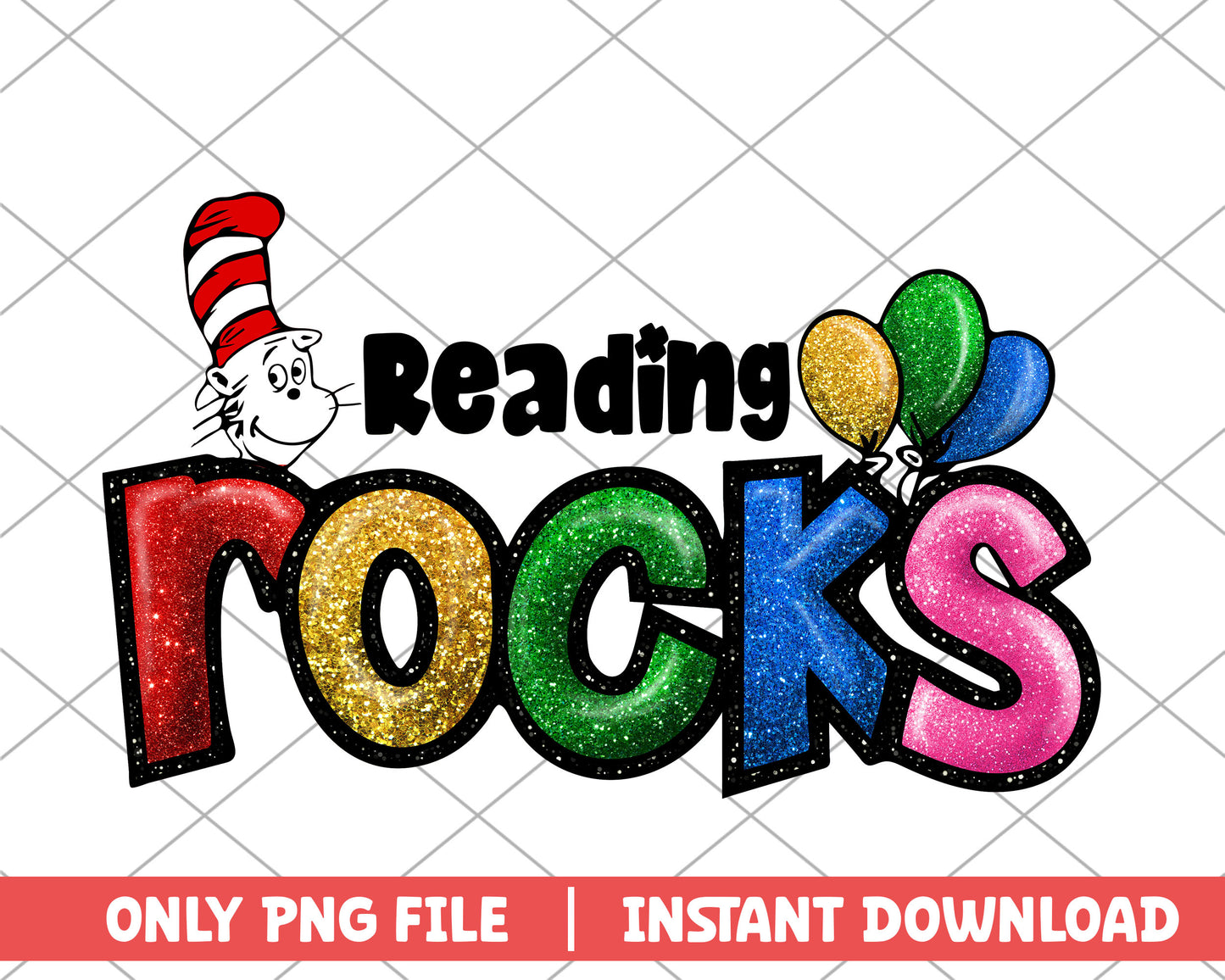 The cat in the hat reading rocks