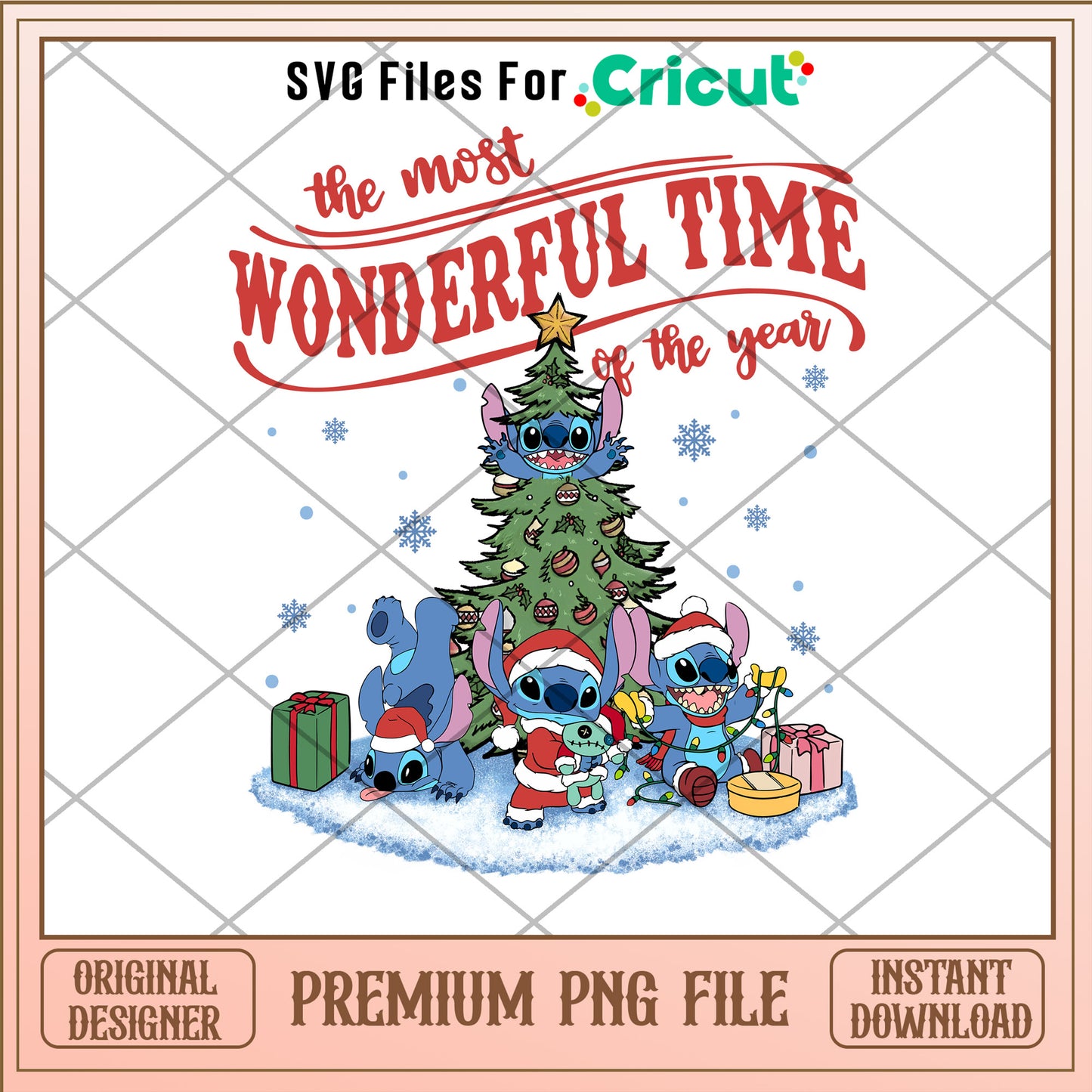 The most wonderful time of the year png, stitch santa hat png