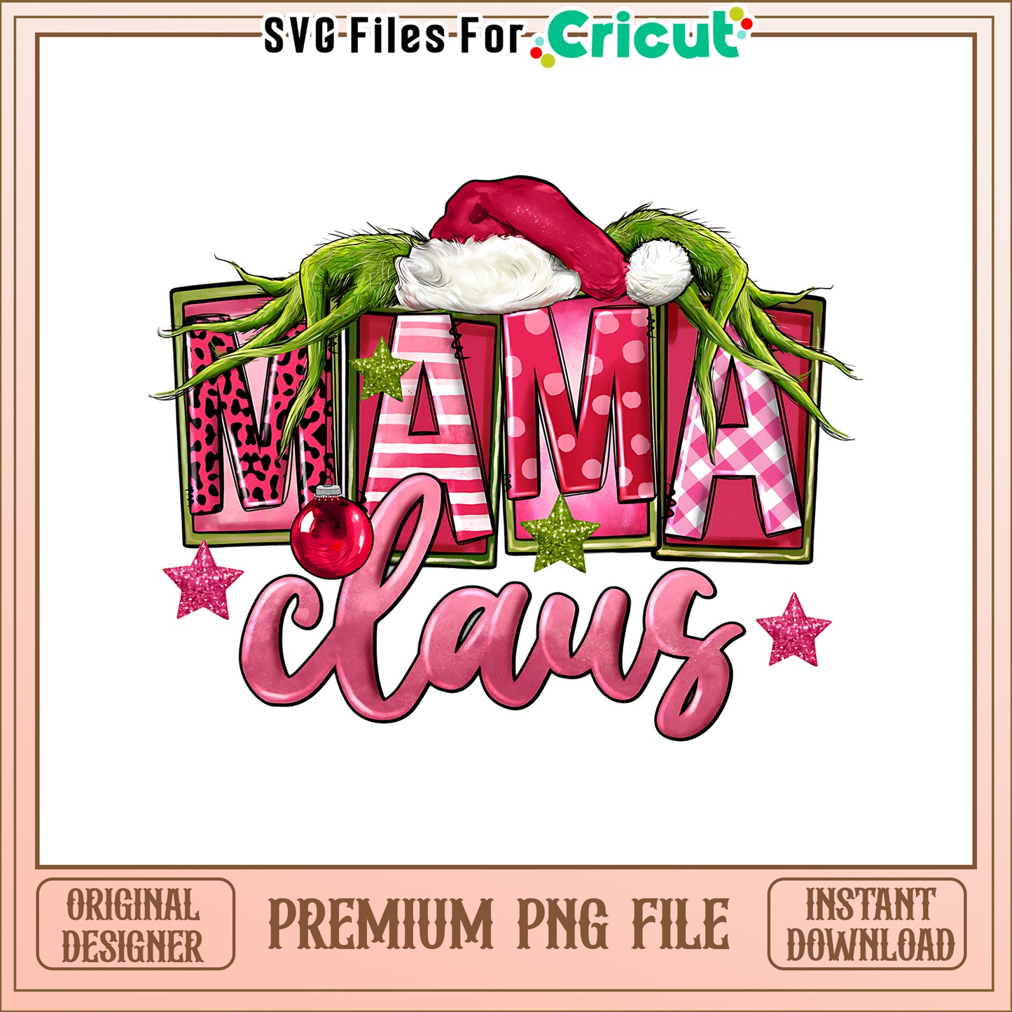The pink mama claus christmas png, the grinch cast png