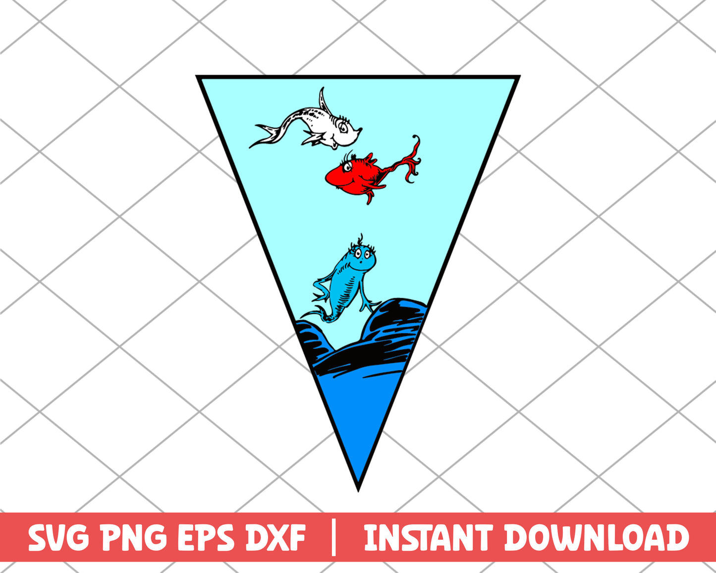 The red fish and the blue fish character dr.seuss svg