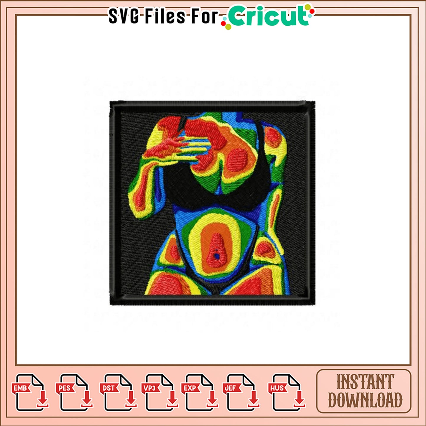 Thermal Woman Embroidery Design Instant Download