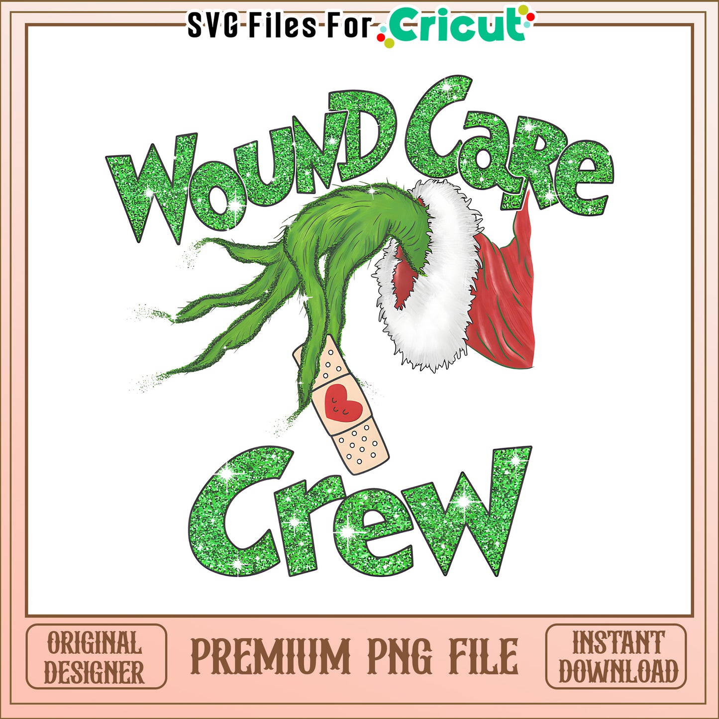 The wound care crew Band-Aid png, grinch hand printable png