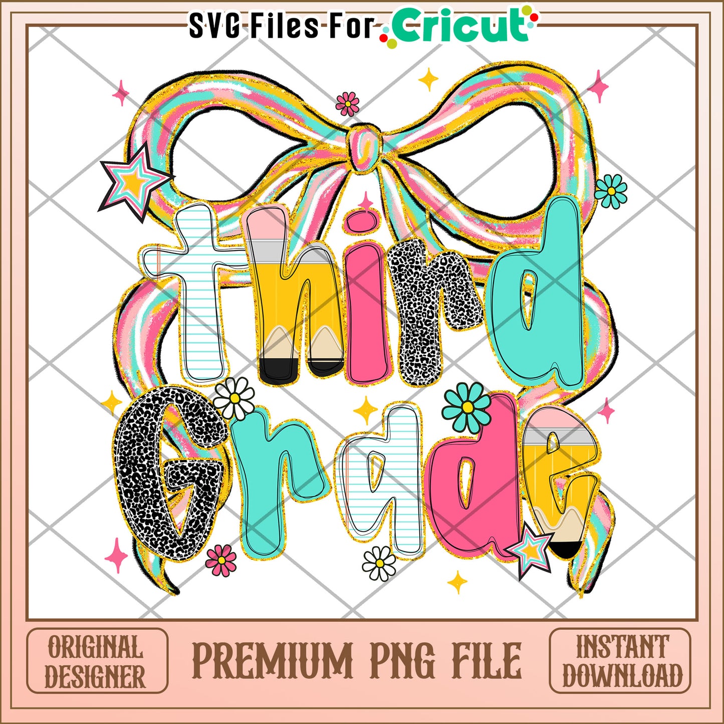 Third grade back to school png, cute design png, back to school time png