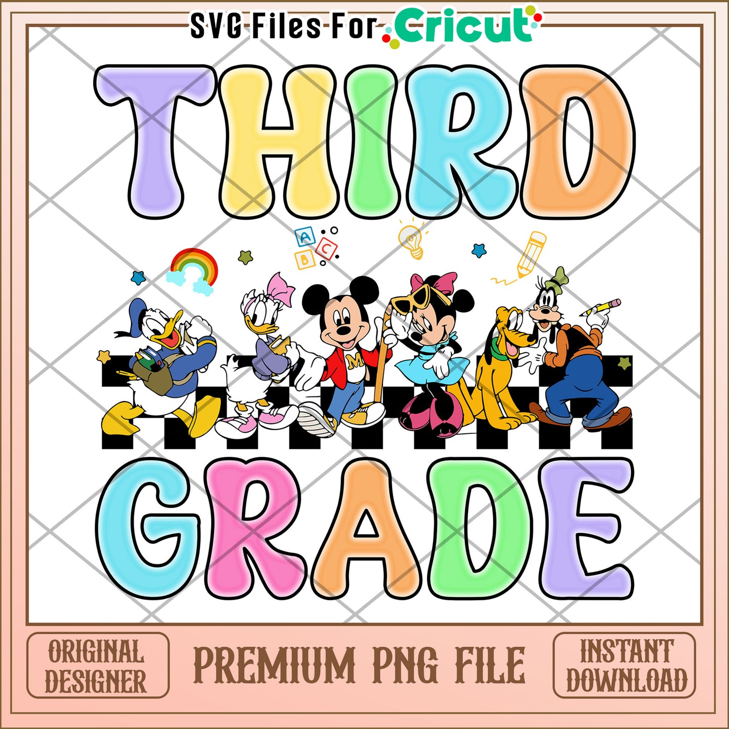 Third grade mickey mouse design png, cute design png, back to school time png