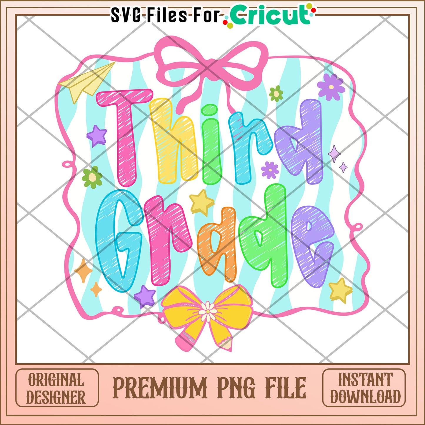 Third grade school design png, back to school quote png, cute student png